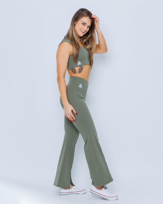 SERENITY -Flared Trousers- Olive Green