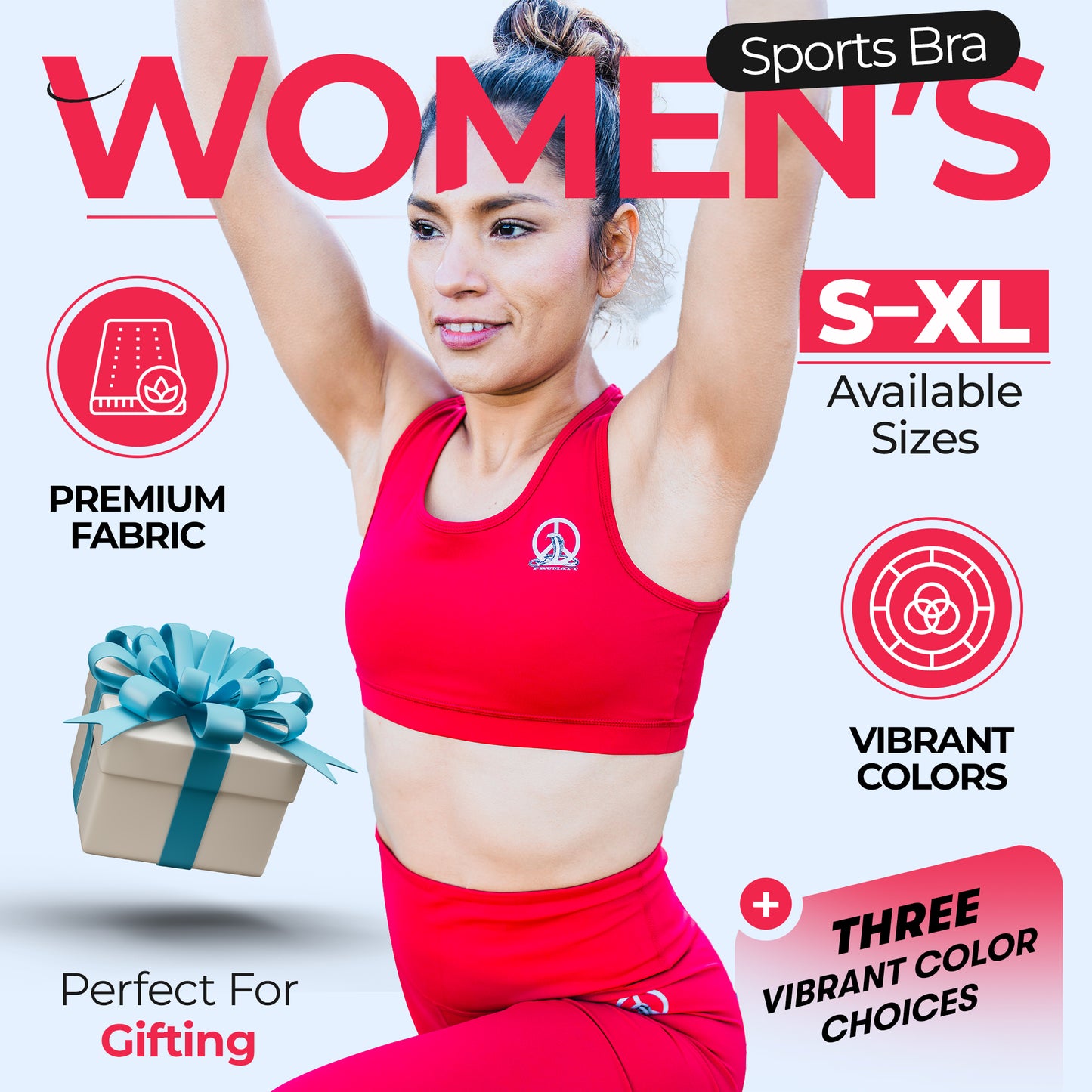 PRUMATT Full Coverage Sports Bra – Supportive Stretch Activewear Top