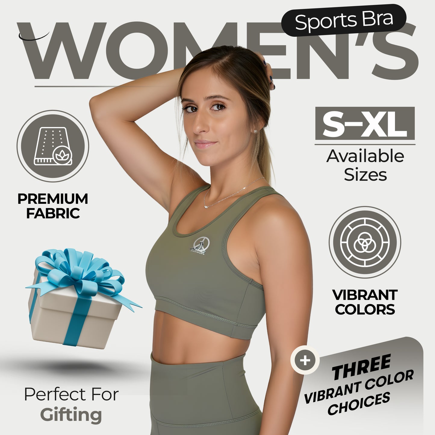 PRUMATT Full Coverage Sports Bra – Supportive Stretch Activewear Top
