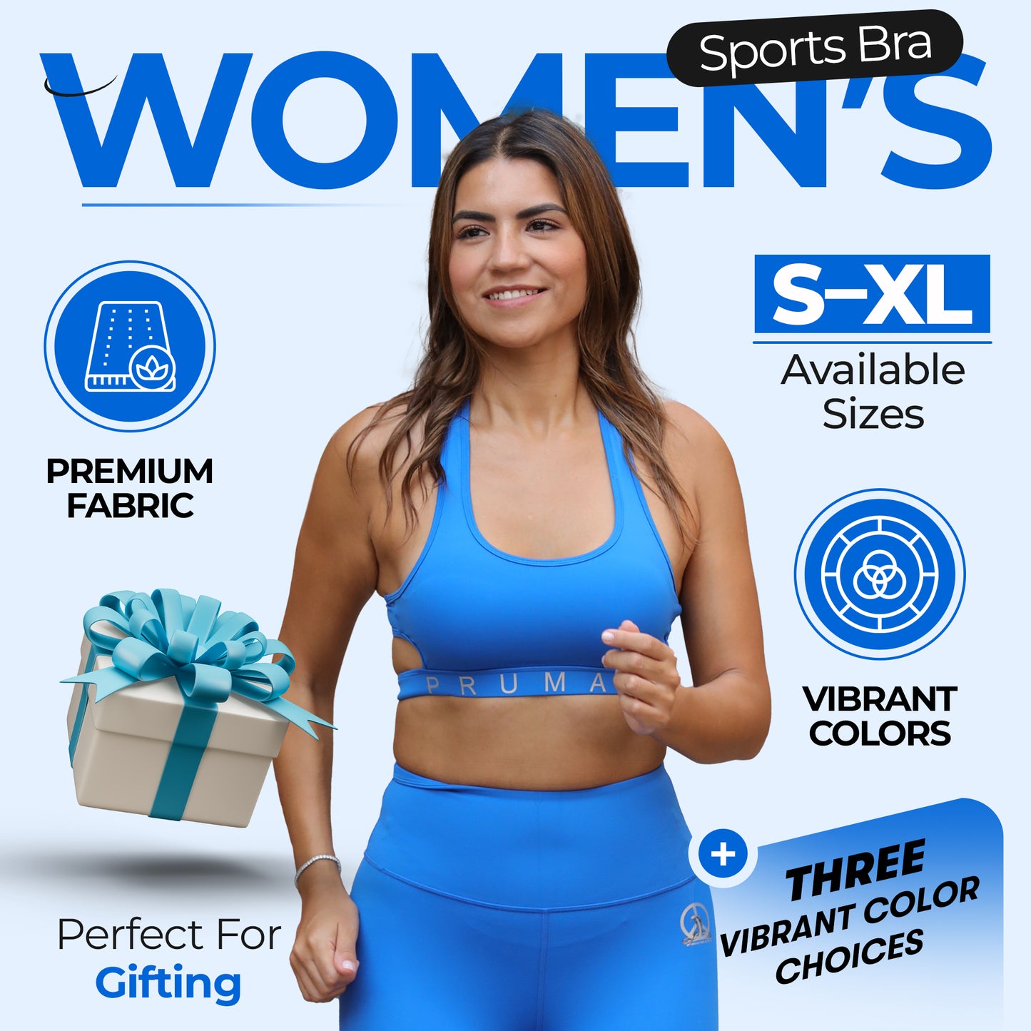 PRUMATT Racerback Sports Bra – Soft Stretch Activewear Top