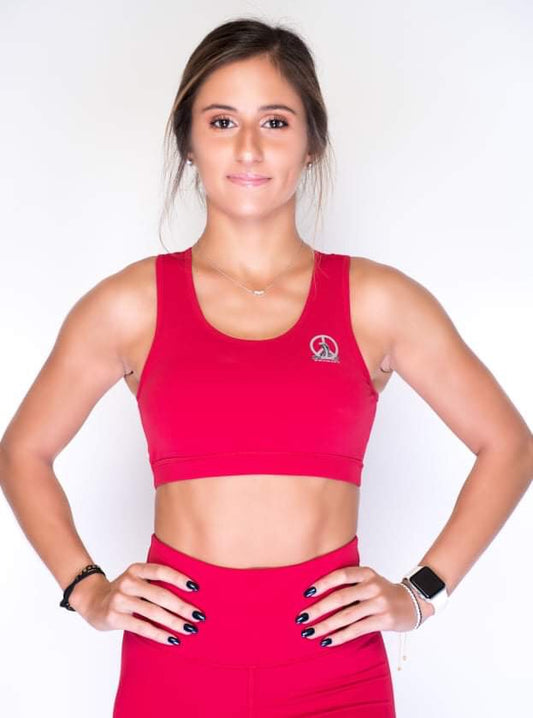 Full Coverage Crop Style Sports Bra - Jester Red